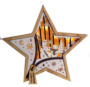 Holzstern 30 cm mit LED– Weihnachtsstern Xmas Deko Weihnachtsbele uchtung Batter - Bild 1 von 5