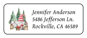 30 personalized Christmas gnomes return address labels stickers tags - Picture 1 of 1