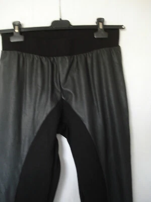 Hose für Damen v. NÜ,Größe L,schwarz,Leggings,mit Kunstleder und Stoff,hoherBund - Bild 1 von 4