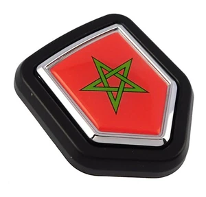 Morocco flag Car Truck Black Shield Grill Badge grille chrome emblem - Foto 1 di 12