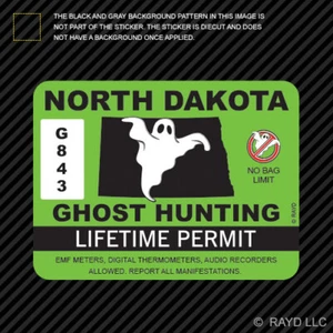 North Dakota Ghost Hunting Permit Sticker Self Adhesive Decal Paranormal ND - Imagen 1 de 1