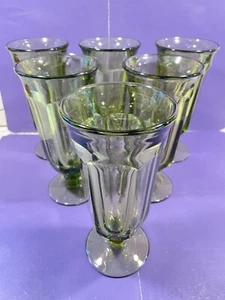 SIX (6) Imperial Glass Old Williamsburg Verde Green Iced Tea Glasses 7 1/4" - Picture 1 of 7