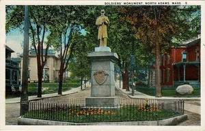 Soldiers Monument North Adams, Mass. postcard white border tinted photo NOS - Picture 1 of 2