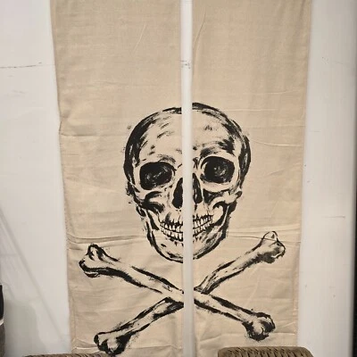 CERÁMICA GRANERO ESQUELETO CRUZ Y HUESOS BANNERS 72" ~ HALLOWEEN Foto 1 de 4
