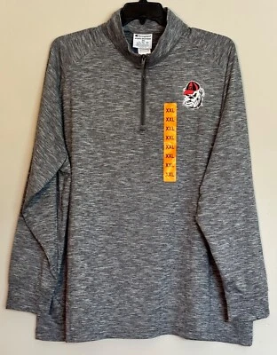New Quarter Zip Light Jacket Men Adult Sizes Georgia Bulldogs UGA Gray Champion - Image 1 of 4