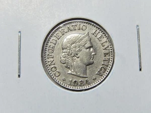Switzerland 10 Rappen Coin 1934 B  KM # 27b  Low Mintage Year Nice Grade SB5774 - Bild 1 von 2