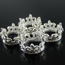 10X Vintage Silver Tone Alloy Beauty Graceful Flower Crown Pendant Charm 37413