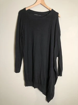 All Saints Sago Sweater Dress Silk Blend Black Cold Shoulder Asymmetrical Size 8 - Image 1 of 4