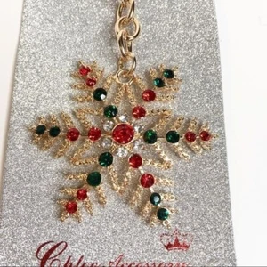 Impresionante Llavero Copo de Nieve Estrás Vacaciones de Navidad Nuevo Stocking Stuffer - Imagen 1 de 3