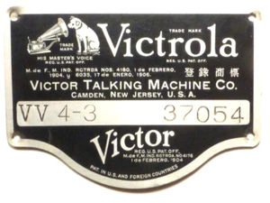 Vintage VICTOR modelo VV-4-3 parte: ID NAMETAG con CLAVOS ORIGINALES 3" X 2 y 1/8" - Imagen 1 de 4