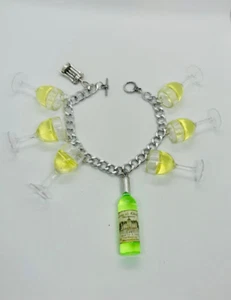 Unique CELEBRATION OF WHITE WINE BRACELET handmade MINIATURE glasses PARTY gift - Picture 1 of 2