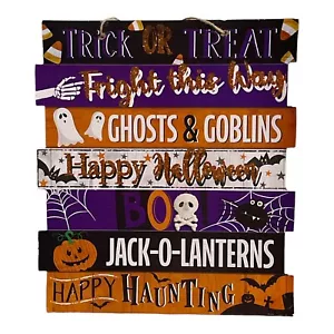 Happy Halloween Décor Trick Or Treat Hanging Sign Decoration Ghosts & Goblins - Picture 1 of 5
