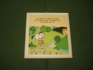 1970 PEANUTS - SNOOPY WOOD PLAQUE, HALLMARK, EXCELLENT CONDITION. 6" X 6" - Picture 1 of 7
