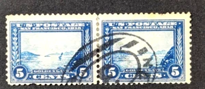 Scott 399, 5 Cent Blue Panama-Pacific Exposition, Pair BV $20.00 - Picture 1 of 2