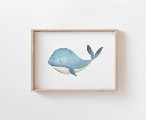 Humpback Nursery Wall Art Nautical Nursery Print Watercolour Whale Boy/Girl