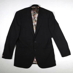 Sport Coat Blazer Mens 40 Black w/ Geometric Rainbow Lining - Haight & Ashbury - Picture 1 of 11