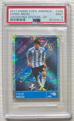2011 Panini Copa America Stickers ⚽ Brazil #345 Lionel Messi PSA9 💎 SP - Imagen 1 de 2