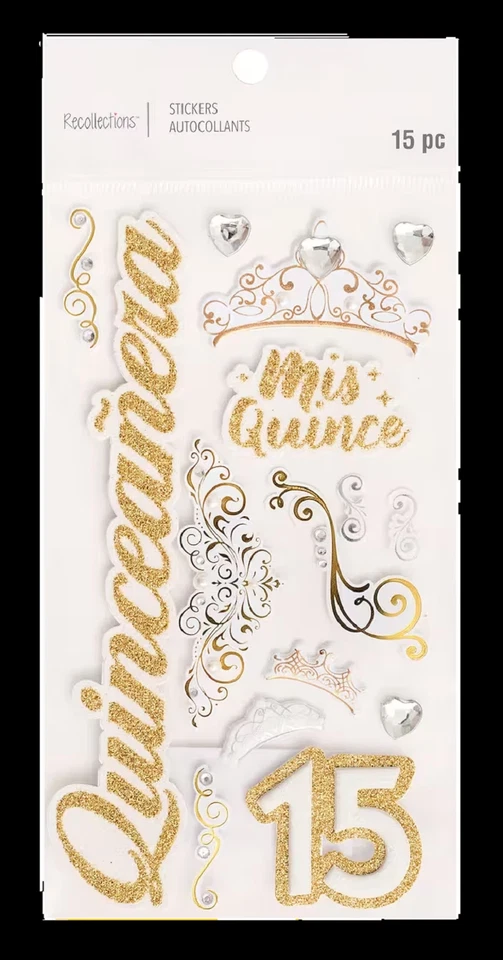 Recuerdos QUINCEAÑERA CUMPLEAÑOS Pegatinas Fiesta 15ª Princesa Tiara Niñas NUEVO Foto 1 de 1