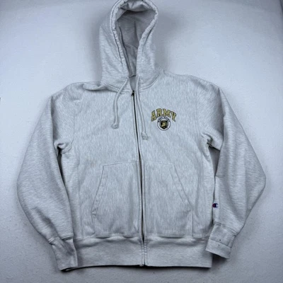 Vintage Champion Army West Point Hoodie Sweatshirt Mens Gray Reverse Weave Zip - Image 1 of 4