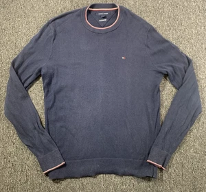 Tommy Hilfiger Jumper Sweater Mens Small Navy Blue Knit Crew Neck Cotton - Picture 1 of 11