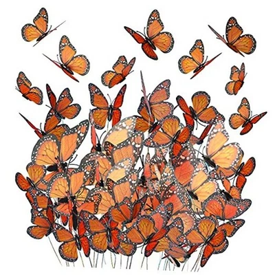  24 Pieces Halloween Monarch Butterfly Decorations 3 Size Artificial Orange - Image 1 of 4