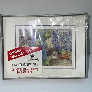 Buste vintage nuove Hallmark 20 carte vuote, recinzione giardino fiori gatto USA - Foto 1 di 3