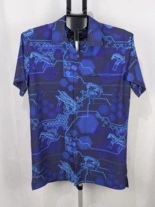 Men’s Retro Rifle Button Down Size M Blue EUC Short Sleeve Lightweight Shirt - Picture 1 of 8