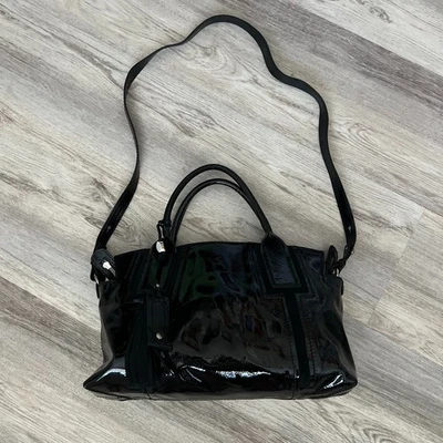 Francesco Biasia 漆皮黑色皮革手提包 大号 罕见 — 第 1/4 张图片