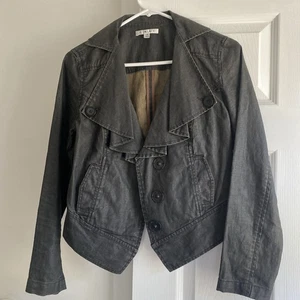 Cabi Women’s Waxed Linen Moto Jacket Charcoal Size XS - Picture 1 of 6