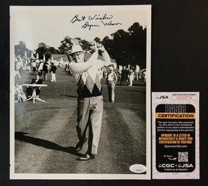 Foto firmada por Byron Nelson 8x10 en blanco y negro certificado JSA con certificado de autenticidad golfista PGA Masters WGHF ¡GUAU! - Imagen 1 de 4