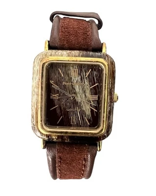 Peers Hardy Watch Wood Grain Effect Brown Leather Strap Japanese Movement - Image 1 of 3