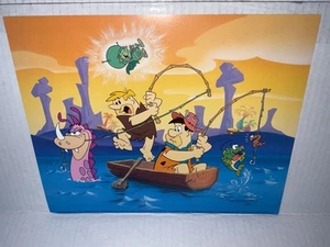 Hanna-Barbera The Flintstones 1993 Fred & Barney Go Fishing impresión 11x9 casi nuevo/como nuevo - Imagen 1 de 3