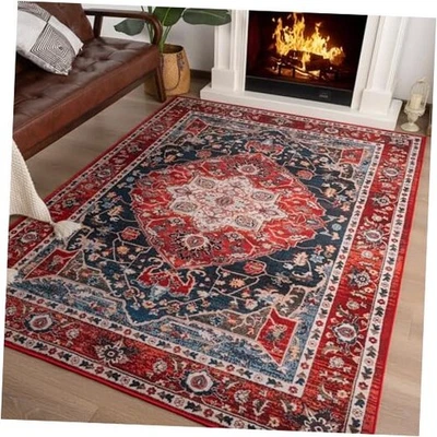  Tapete de área grande 5x8, tapete vintage lavável para quarto sala de estar, antiderrapante  - Imagem 1 de 4