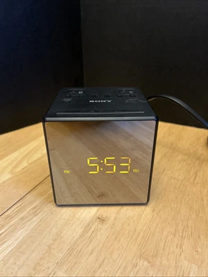 Sony ICF-C1T Digital Two Alarms Clock Radio Mirrored Cube Works Perfect - Image 1 of 4