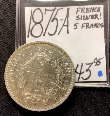 1875 A French Silver! 5 Francs! ENN Coins - Image 1 of 3