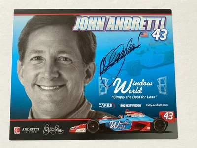 Tarjeta de héroe firmada por John Andretti Indianápolis 500 Indycar Window World Foto 1 de 2