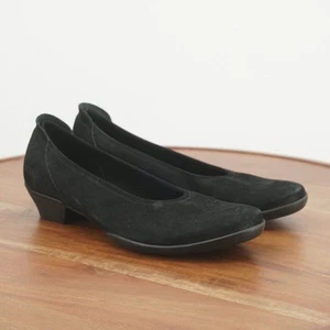 Arche Suede Leather Block Heel Pumps Slip On Shoes Black Nubuck Size 39EU - 8US - Picture 1 of 9