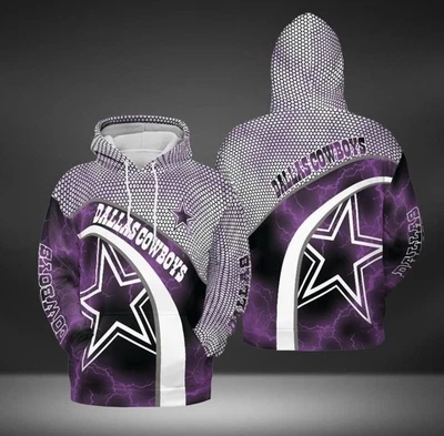 Lo último Dallas Cowboys Sudadera con Capucha Camiseta 3D Impresa por Todas Partes Para Encantador Regalo Violeta Nueva Foto 1 de 4