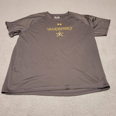 Vanderbilt University Shirt Mens XL Pewter Under Armour Short Sleeve Loose Cover