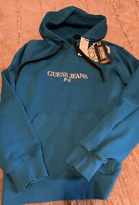 GUESS Places + Faces Hoodie Sweatshirt 2 Sided MEDIUM New FREE SHIPPING Blue