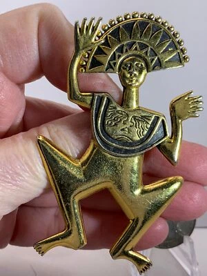 Hombre Tribal LAUREL BURCH RARO Vintage Broche Pin Colgante M-3037* Foto 1 de 4