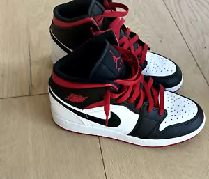 Size 7Y - Air Jordan 1 Mid White/Red/Black - Picture 1 of 5