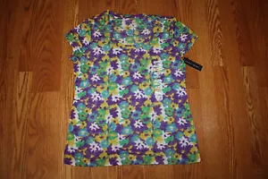 NWT Womens CHAUS SPORT Purple Green Yellow Blue Print Summer Shirt Size S Small - Picture 1 of 1