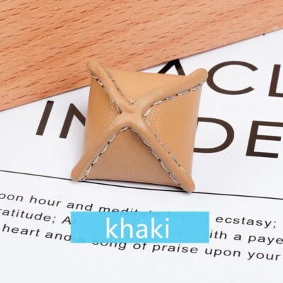 4 X Genuine Leather Buttons Hand-made Square DIY Vintage Look Jacket Coat Decor - Image 1 of 4