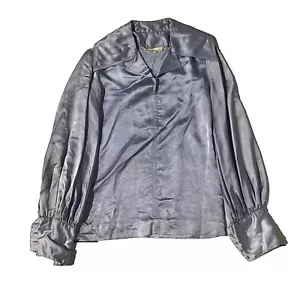 Ellen Tracy Women Light Blue Silk Long Sleeve Blouse Size 9 - Picture 1 of 8