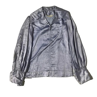 Blusa manga larga de seda azul claro Ellen Tracy para mujer talla 9 Foto 1 de 4