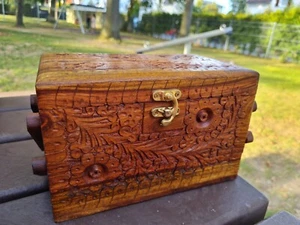 Holz Schmuckkästchen | L |  Strohmuster Deko Schmuckschatulle Wood Jewellery Box - Imagen 1 de 16