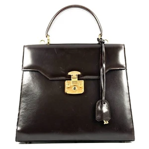 GUCCI Vintage Lady Lock Hand Bag Purse Leather Auth 0509 - Picture 1 of 24