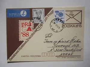 TARJETA POSTAL POLONIA A NORUEGA - Imagen 1 de 2
