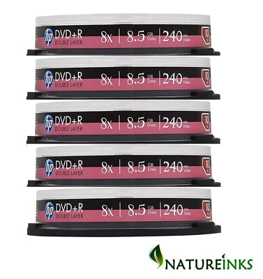 50 HP Blank DVD+R DL Double Layer PRINTABLE 8.5GB 8x Discs DRE00060WIP Cakebox - Image 1 of 3